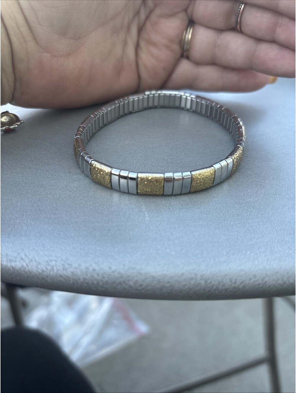 Charming Two-Tone Gold & Silver Stretch Bracelet